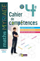 Myriade - cahier de competences  -  mathematiques  -  4e  -  cahier d'activites (edition 2018)