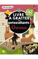 Livre a gratter avec autocollants  -  chevaux