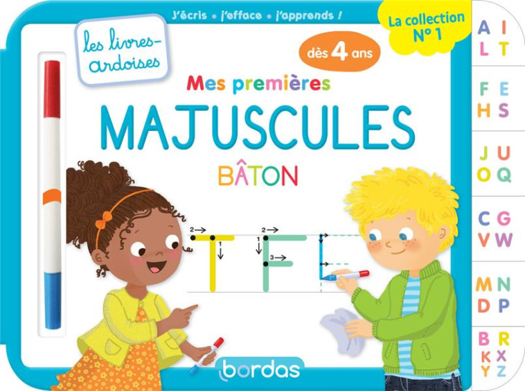 LES LIVRES-ARDOISES : MES PREMIERES MAJUSCULES BATON  -  A PARTIR DE 4 ANS (EDITION 2023) - HUDRISIER/CHIODO - BORDAS