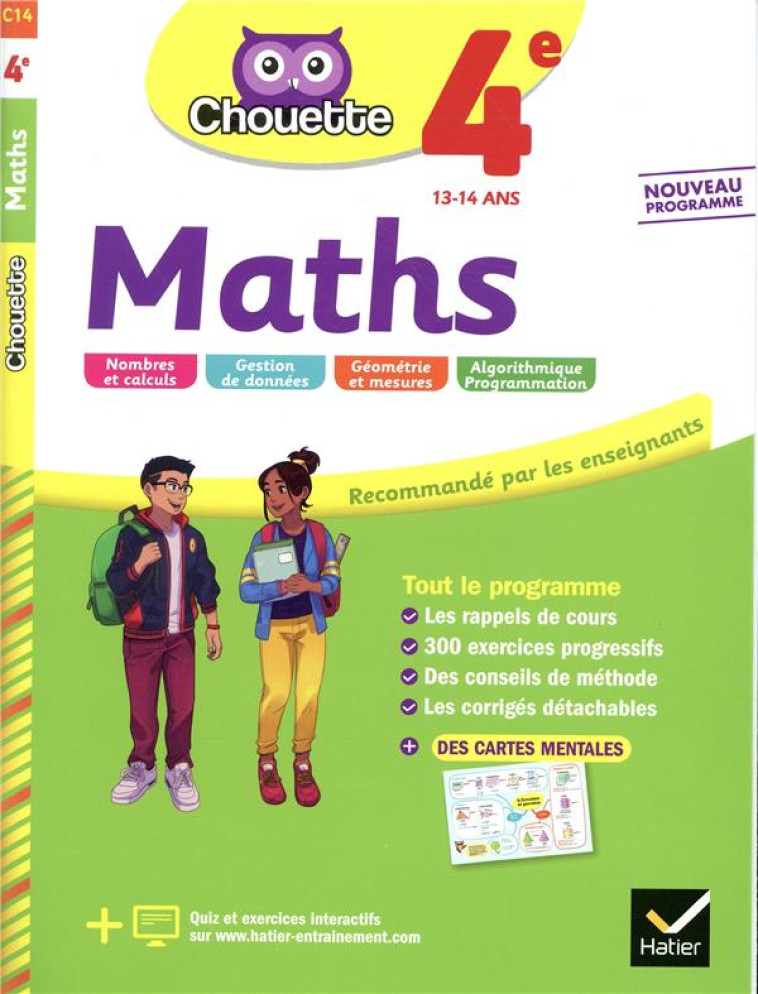 CHOUETTE ENTRAINEMENT T.14 : MATHS  -  4E  -  CAHIER D'ENTRAINEMENT ET DE REVISION - BONNEFOND/DAVIAUD - HATIER SCOLAIRE