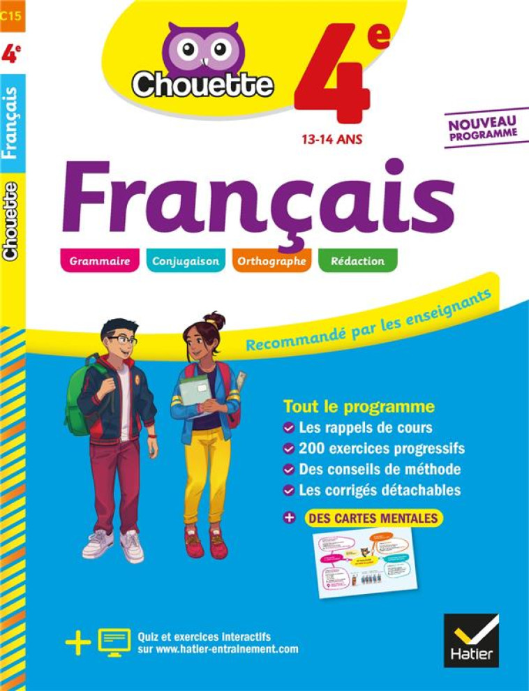 CHOUETTE ENTRAINEMENT T.15 : FRANCAIS  -  4E  -  CAHIER D'ENTRAINEMENT ET DE REVISION - GIRARD/MAGGIORI - HATIER SCOLAIRE