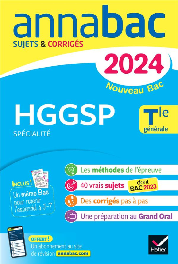 ANNABAC : SPECIALITE HGGSP  -  TERMINALE GENERALE  -  SUJETS ET CORRIGES - VAN DE WANDEL/GUYON - DIDIER