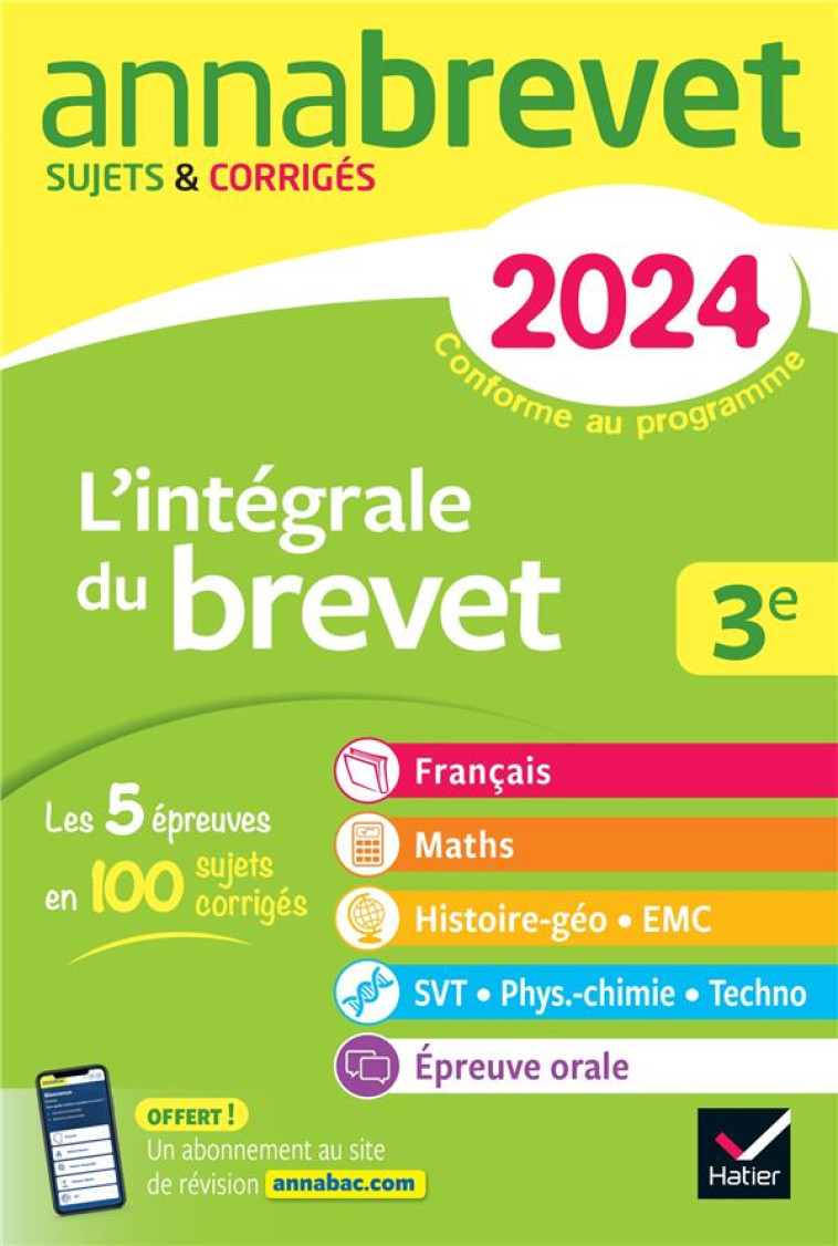 ANNABREVET : L'INTEGRALE DU BREVET  -  3E  -  SUJETS ET CORRIGES - FORMOND/TAQUECHEL - DIDIER