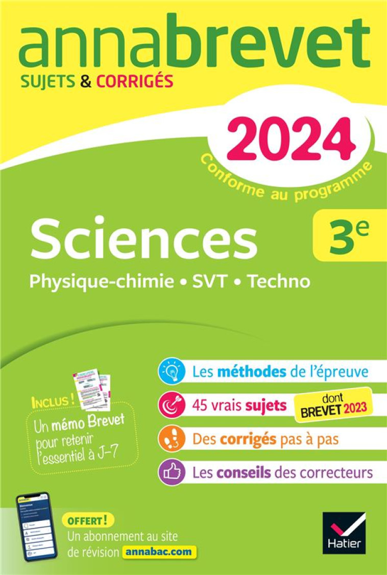 ANNABREVET : SCIENCES (PHYSIQUE-CHIMIE, SVT, TECHNOLOGIE)  -  3E  -  SUJETS ET CORRIGES - JEANNIN/MADANI - DIDIER