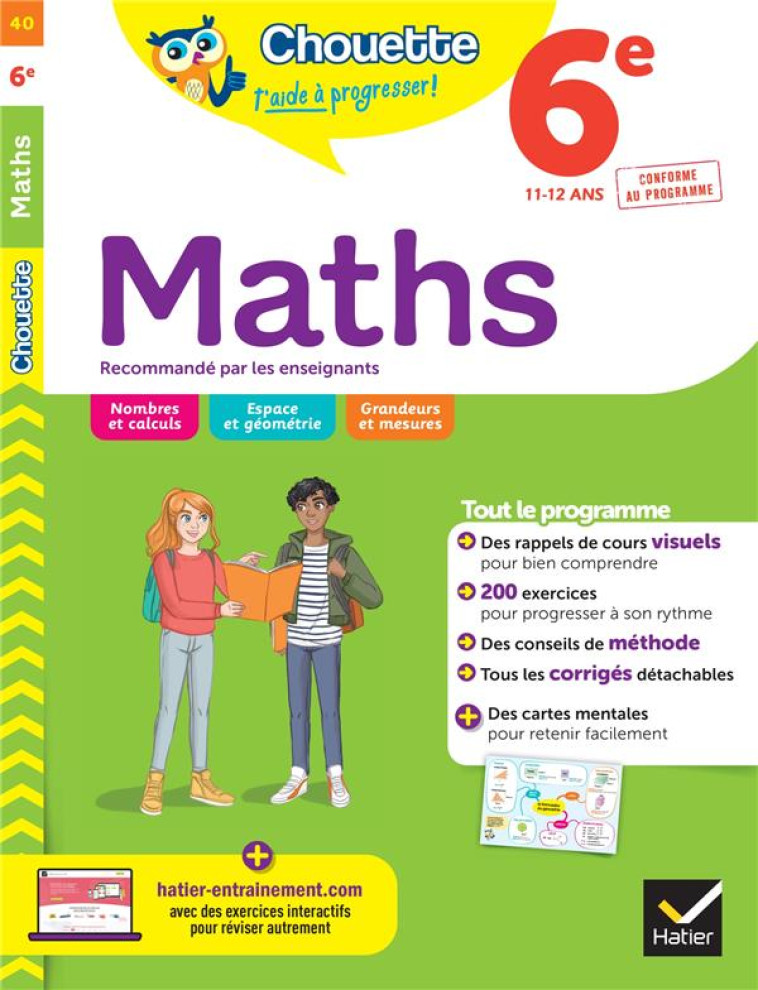 CHOUETTE ENTRAINEMENT T.40 : MATHS  -  6E - BONNEFOND/DAVIAUD - HATIER SCOLAIRE