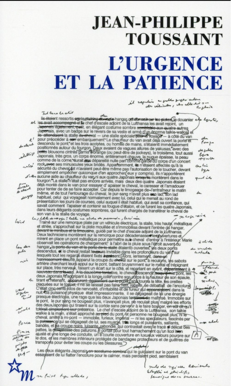 L'URGENCE ET LA PATIENCE - TOUSSAINT J-P. - Minuit