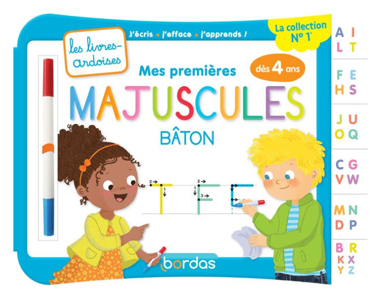 LES LIVRES-ARDOISES : MES PREMIERES MAJUSCULES BATON  -  A PARTIR DE 4 ANS (EDITION 2017) - CHIODO/HUDRISIER - Bordas