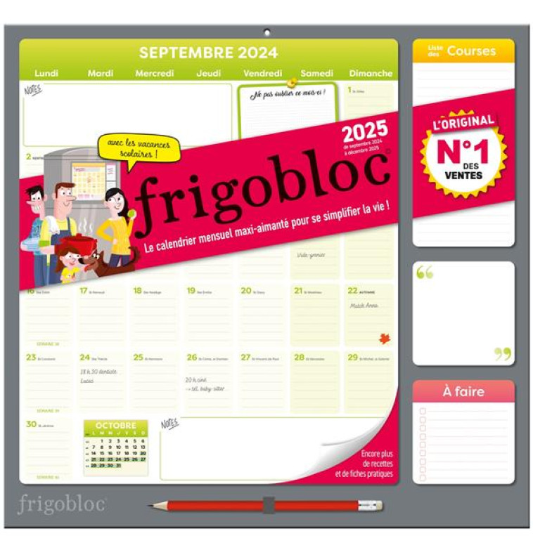 FRIGOBLOC : LE CALENDRIER MENSUEL MAXI-AIMANTE POUR SE SIMPLIFIER LA VIE ! (EDITION 2025) - COLLECTIF - NC