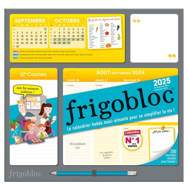 FRIGOBLOC : LE CALENDRIER HEBDO MAXI-AIMANTE POUR SE SIMPLIFIER LA VIE ! (EDITION 2025) - COLLECTIF - NC