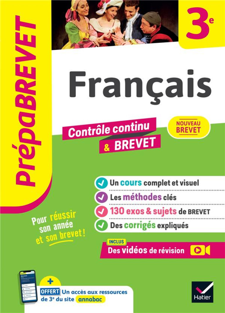 PREPABREVET FRANCAIS 3E - NOUVEAU BREVET 2025 - COURS, METHODES #038; SUJETS DE BREVET CORRIGES - FORMOND/TAQUECHEL - HATIER SCOLAIRE