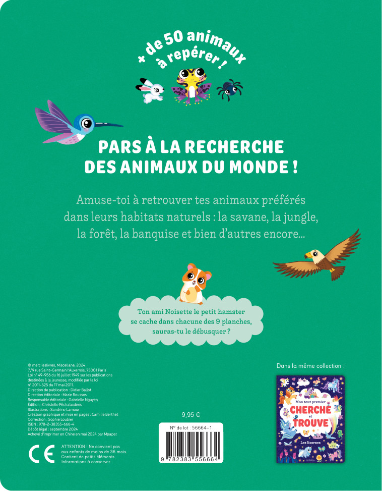 MON TOUT PREMIER CHERCHE ET TROUVE - LES ANIMAUX DU MONDE - PLUS DE 50 ANIMAUX A REPERER ! -  Collectif - MERCILESLIVRES