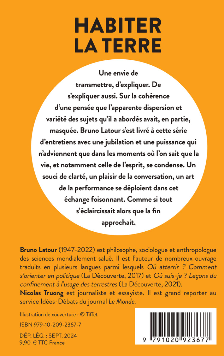 HABITER LA TERRE - ENTRETIENS AVEC NICOLAS TRUONG -  LATOUR BRUNO - LIENS LIBERENT