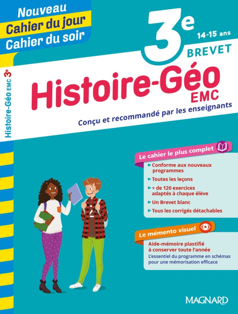 CAHIER DU JOUR / CAHIER DU SOIR  : HISTOIRE-GEOGRAPHIE, EMC  -  3E  -  BREVET - DABOVAL NADINE - MAGNARD