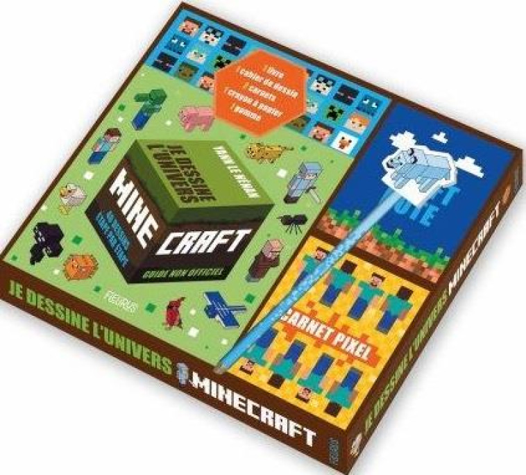 COFFRET JE DESSINE L'UNIVERS MINECRAFT - CHATAIGNON/LE NENAN - FLEURUS