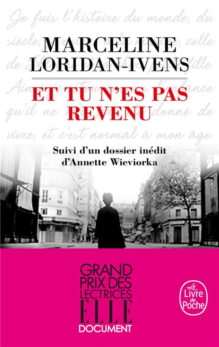 ET TU N'ES PAS REVENU - LORIDAN-IVENS - Le Livre de poche