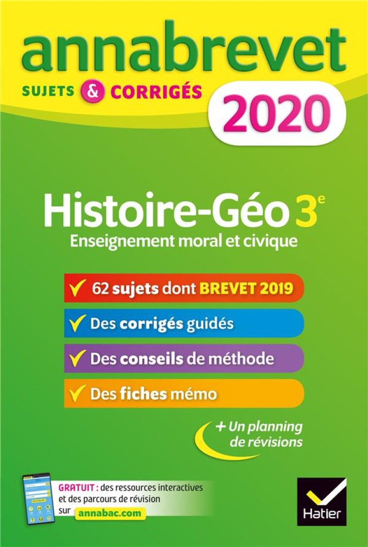 ANNABREVET : HISTOIRE-GEOGRAPHIE (EDITION 2020) - CLAVEL/LECAILLON - HATIER SCOLAIRE