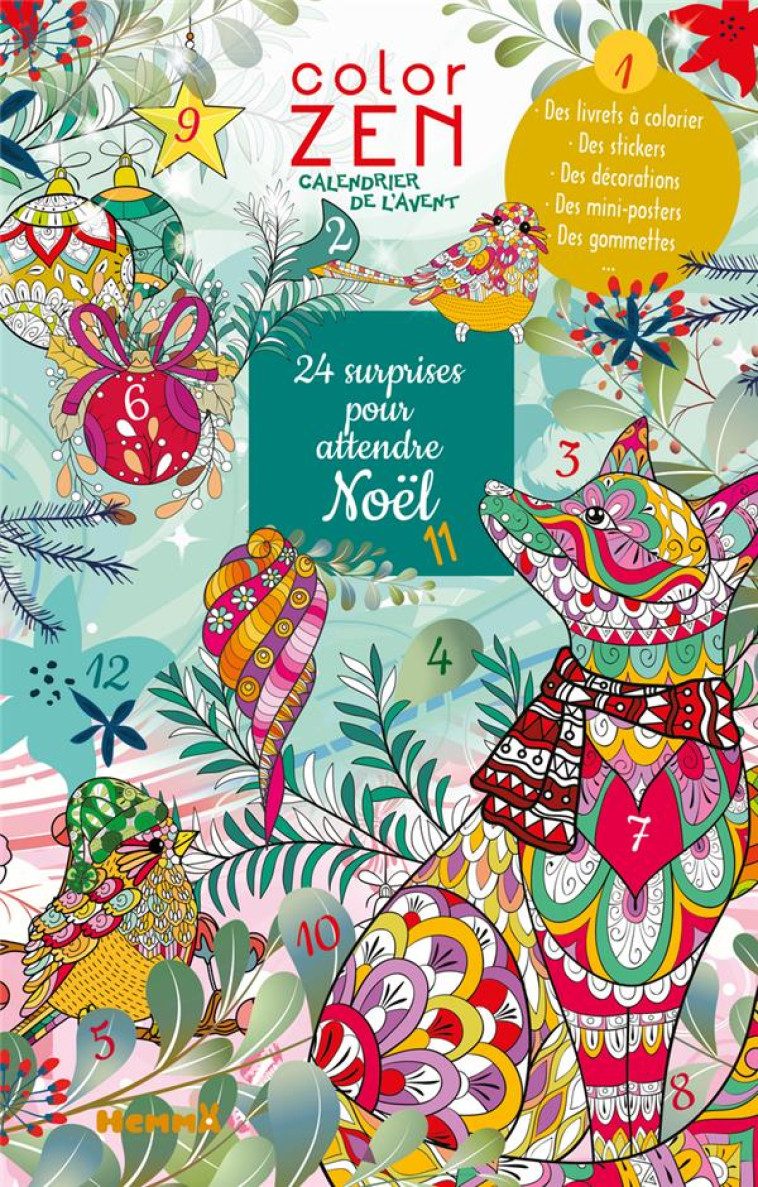 COLOR ZEN - CALENDRIER DE L'AVENT - 24 SURPRISES POUR ATTENDRE NOEL - COLLECTIF - HEMMA