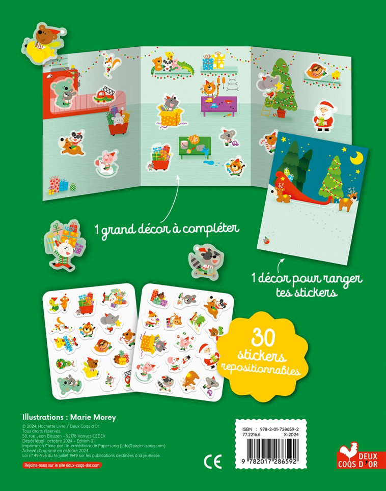 STICKERS EPAIS ET DECORS - L'ATELIER DU PERE NOEL - Marie Morey - DEUX COQS D OR