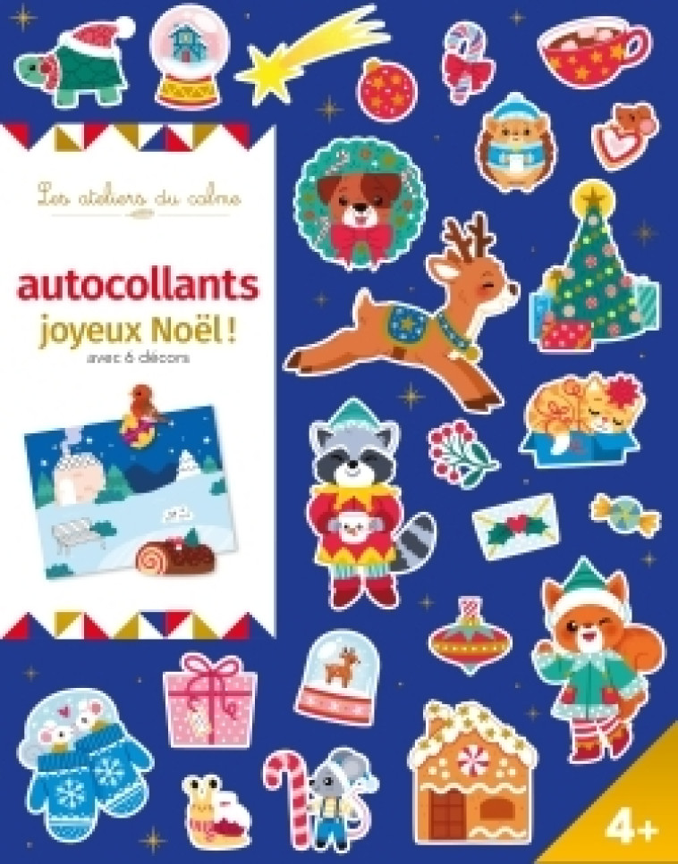 AUTOCOLLANTS JOYEUX NOEL ! AVEC 6 DECORS - POCHETTE AVEC ACCESSOIRES - Léa Fabre - DEUX COQS D OR